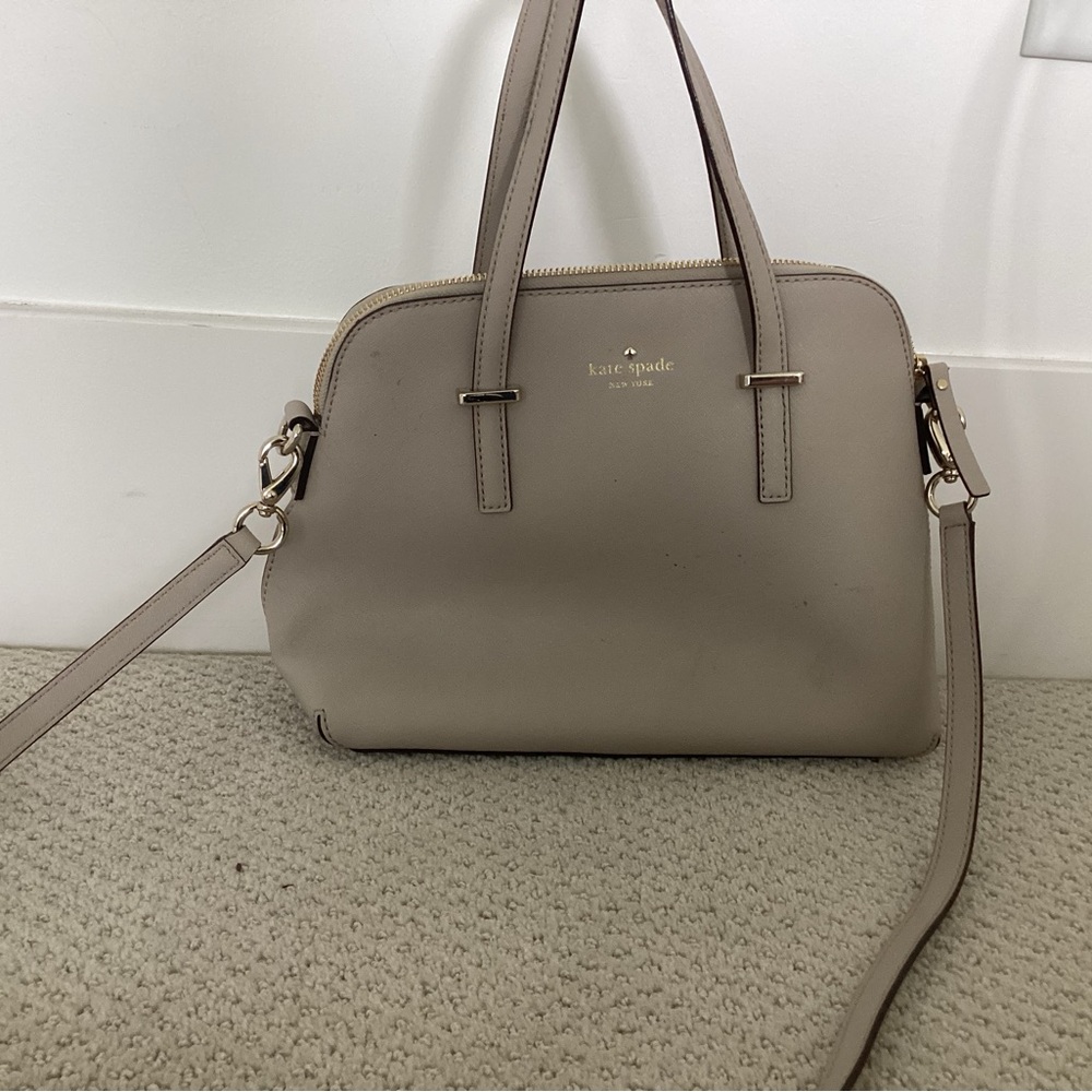 kate spade Taupe Dome Satchel with Crossbody Strap